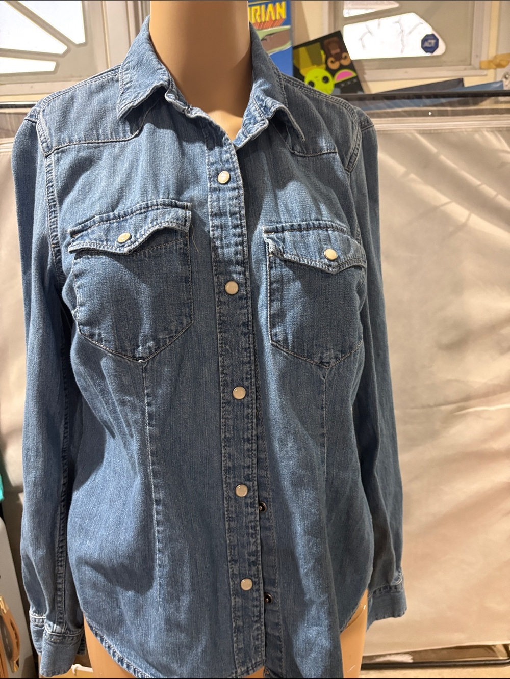 GAP Blue Denim Shirt with Logo Tag